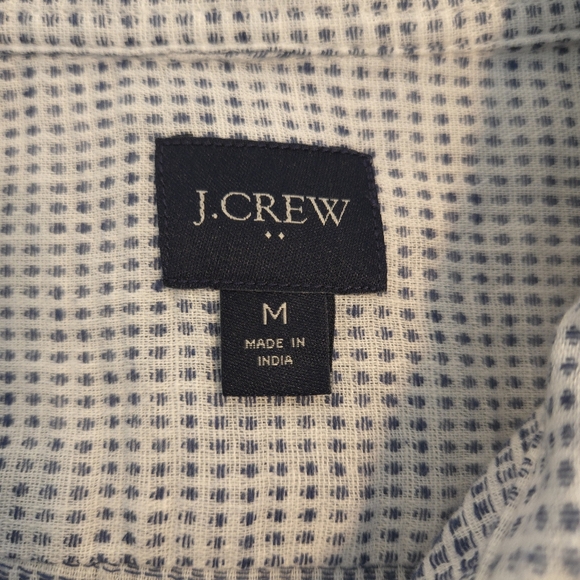 J. Crew Men's Short Sleeve Dobby Dot Shirt Linen Blend - Picture 6 of 10